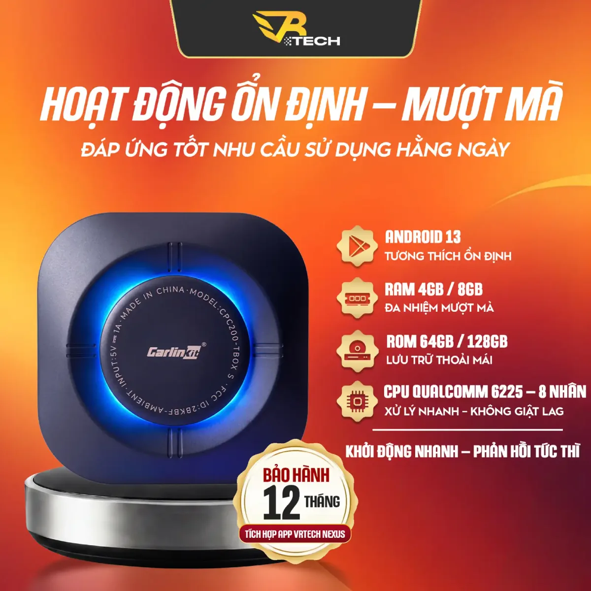 VRTECH Edition | Carlinkit TBOX S2P V2 2026 | Android Box Ô Tô | Chip Qualcomm 6225 | Apple CarPlay & Android Auto | Bảo hành 12 tháng - thumbnail 3